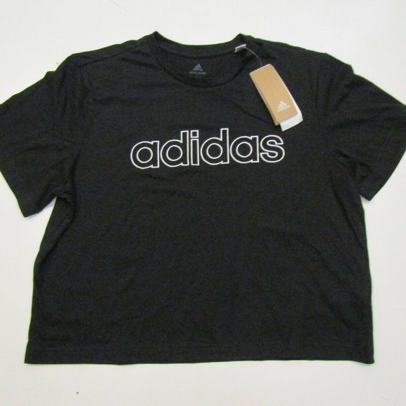 adidas Tops - NWT Womens ADIDAS Black White Cropped W LIN SJ CROP T Casual Shirt